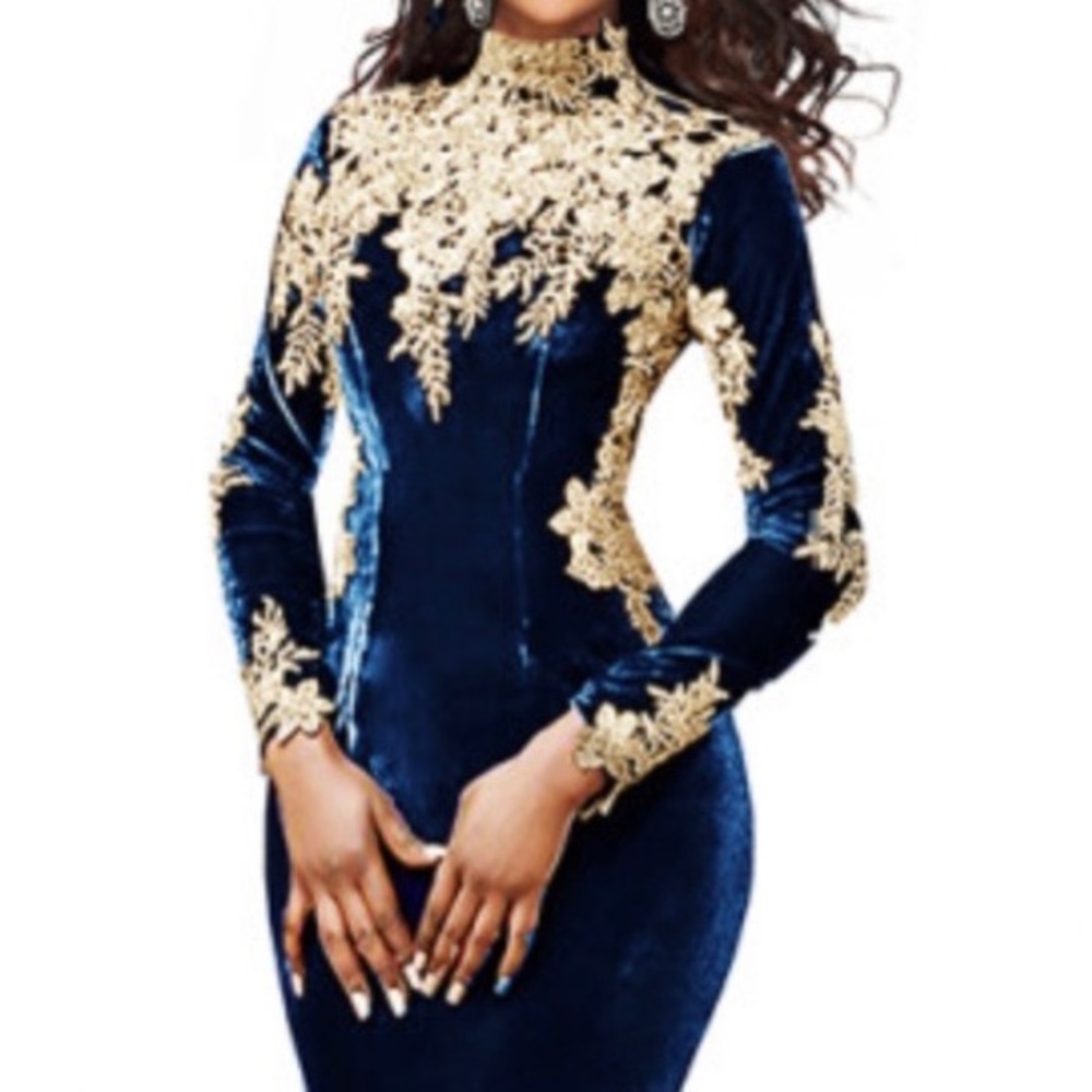 Midnight Blue Velvet Formal Gown size 12